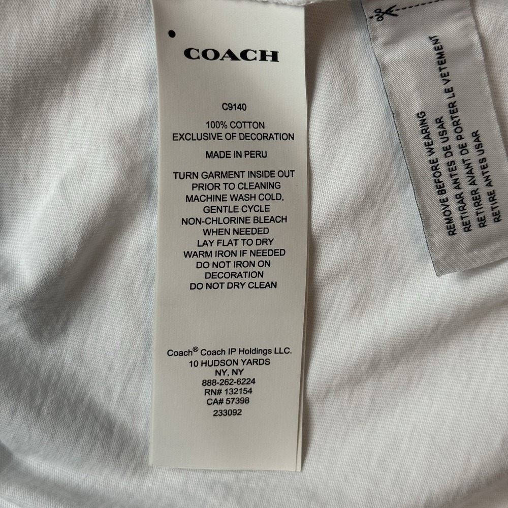 Coach Men's T-Shirt 2XL White Signature Logo Short Sleeve 100% Cotton - Picture 9 of 13